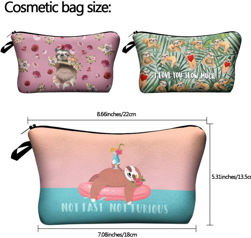 Ranvi 5 Pieces Makeup Bag Toiletry Pouch Waterproof Cosmetic Bag with Cute sloth Patterns, 5 Styles (Multicolor Style) - Image 3