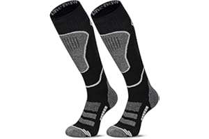 UNENOW Merino Wool Ski Socks 2 Pairs, Thermal Knee High Warm Socks for Snowboarding, Hiking, Cold Weather, Snow, Hunting