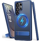 SIXBOX for Samsung Galaxy S25 Ultra Case Magnetic, Built-in Stand & Compatible with MagSafe, Military Grade Drop Protection, Rugged Protective Translucent Phone Cover Case for Samsung S25 Ultra, Blue