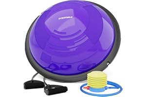 EVERYMILE Balance Ball Trainer with Resistance Bands & Pump Stability, 23.6 inch Yoga Exercise Ball for Home Gym Core Training Anti-Skid Surface