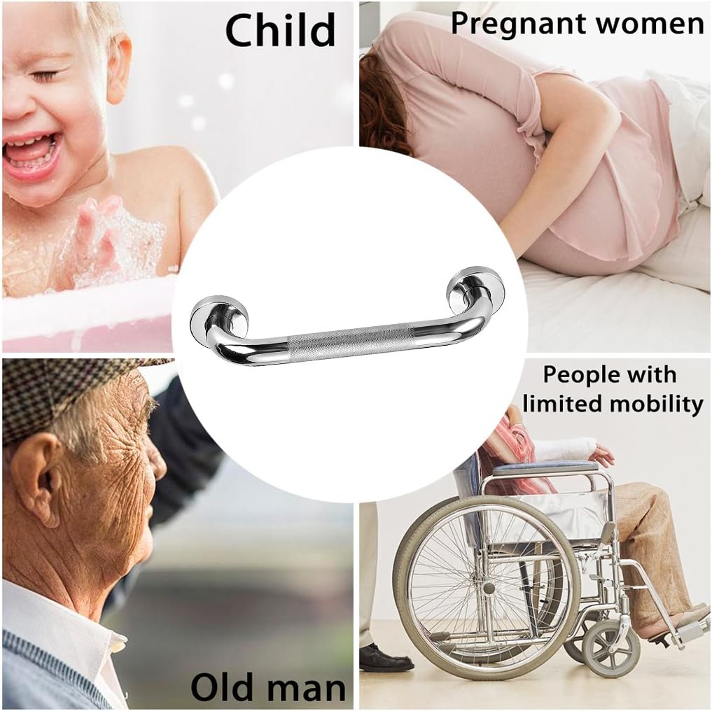 Sumnacon 12 Inch Bath Grab Bar with Anti-Slip Grip, Sturdy Stainless Steel Shower Safety Handle for Bathtub,Toilet, Bathroom,Kitchen,Stairway Handrail,Come with Mounted Screws: Health & Personal Care