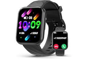 Kumi Smart Watch for Men, 1.96" Smartwatch for Android iOS (Answer/Make Call), Heart Rate, SpO2 and Sleep Tracker, Voice Assistant, Fitness Activity Trackers, 100+ Sport Modes, IP68 Waterproof, Black