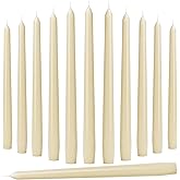 Auralome 10-Inch Ivory Taper Candles - Dripless Smokeless Tapered Candle Cream Unscented Candlesticks Paraffin Wax Long Slow Burning Tall Candle Sticks for Dinner Business Wedding Restaurants 12 Pack