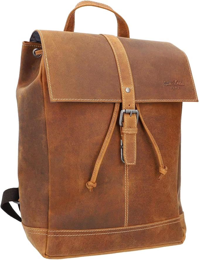 Gusti Lederrucksack 'Joe' – Vintage Braun, Aus Ziegenleder, Für Damen & Herren – Alltagsbegleiter & Wanderrucksack