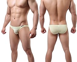 YuKaiChen Men's Bikini Underwear Silk Briefs Low