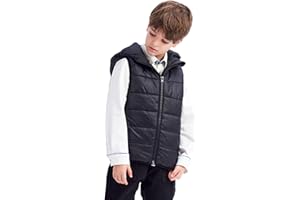 IKALI Kids Puffer Vest Boys Girls Toddlers Hooded Sleeveless Gilet W/Pocket