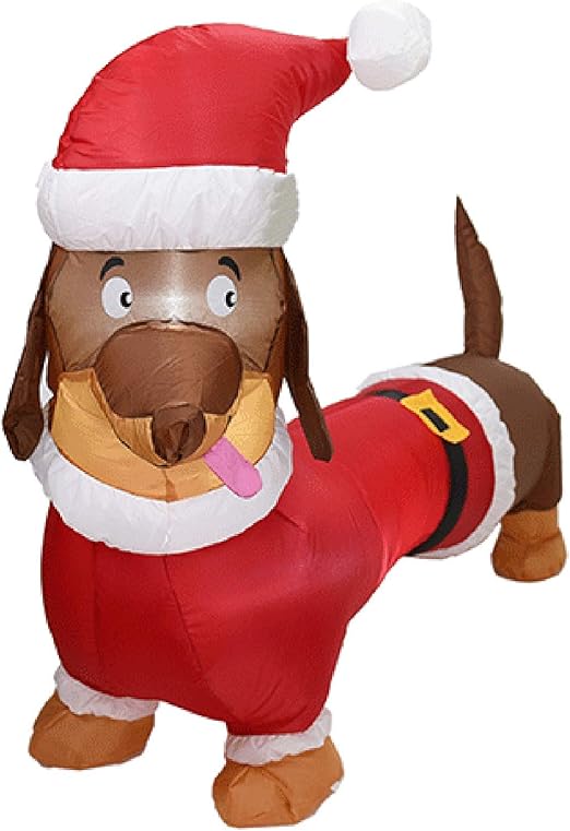 SHEHUIREN Christmas Inflatable Dachshund Wiener Dog SelfInflatable with Suit Perfect Blow Up