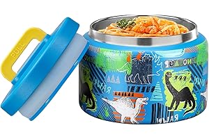 MAISON HUIS 8oz Soup Thermo Wide Mouth Vacuum Insulated Thermo Food Jar, Leak Proof Stainless Steel Food Thermo for Hot&Cold Food Kids Food Lunch Soup Container for School Travel (Blue-Dinosaur)