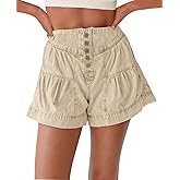 Cicy Bell Womens Summer Flowy Jean Shorts Button Up High Waisted Wide Leg Denim Skort with Pockets