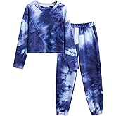 Arshiner Girls 2 Piece Outfits Kids Tie Dye Sweatsuits Set Long Sleeve Shirt and Pants Set Size 5-14 Y
