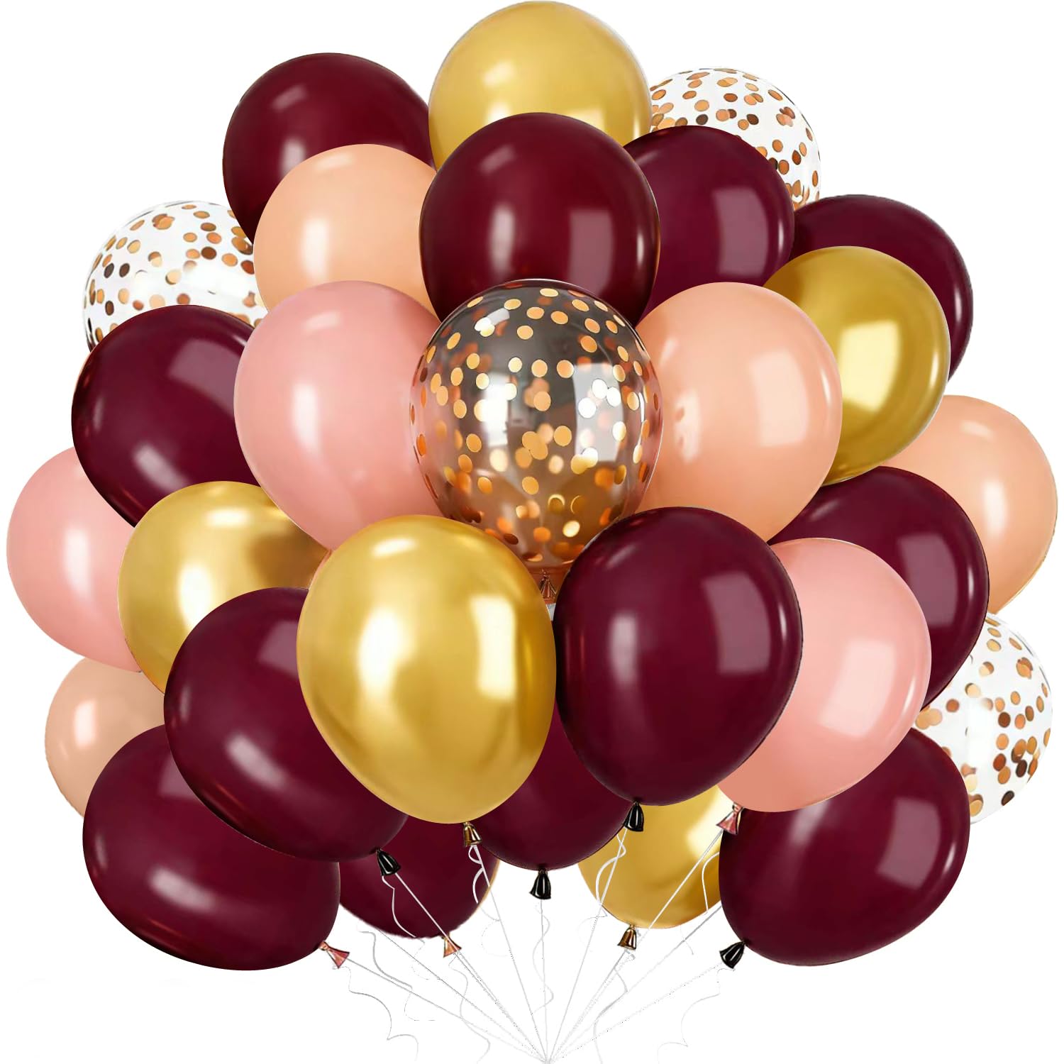 Burgundy Rose Gold Balloons, 60 Pcs Wine Red Valentines Party Balloons with Gold Confetti Party Balloon, Burgundy Latex Party Decorations for Women Girls Birthday Wedding Anniversary Valentine's Day โ image 1