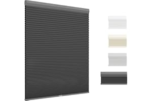 UNISHADES Blackout Cordless Cellular Shades, Honeycomb Blinds for Indoor Windows, for Window Size 50" W × 64" H Black