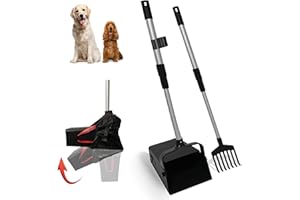 MIVERYEA Pooper Scooper Metal 38" Long Adjustable Handle Swivel Bin & Rake for Large & Small Dogs Non-Breakable Dog Poop Scooper Easy to Clean Pet Waste Use on Grass, Gravel or Dirt - Pet Supplies