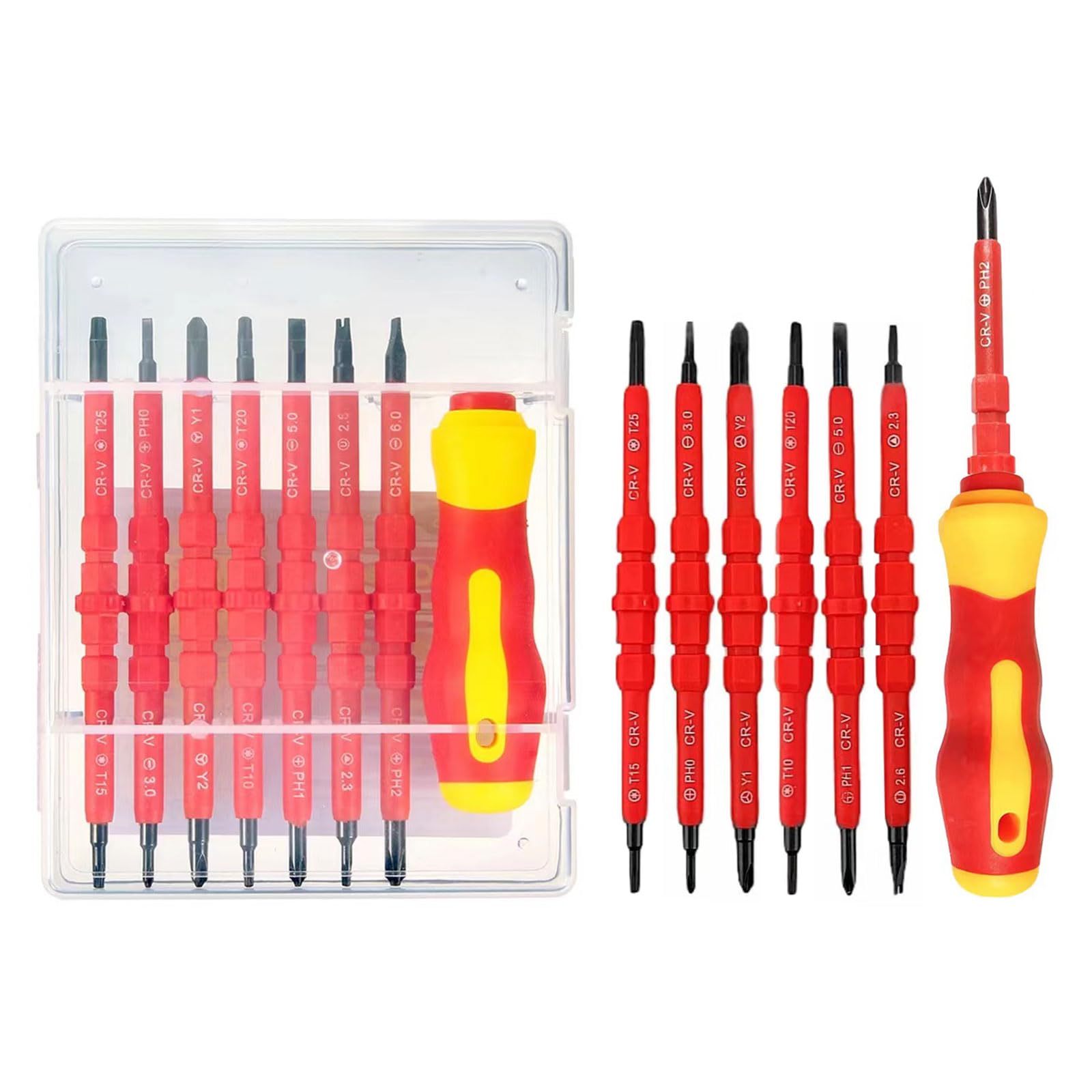 Insulated Screwdriver Set, 14 in 1 Electrician Maintenance Tools Kit, Magnetic Screwdriver Tool Kit with Soft Handle Multifunctional Interchangeable Chrome Vanadium Screwdrivers