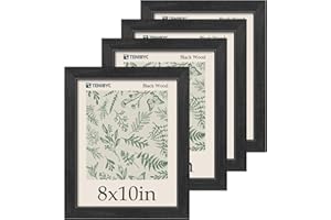 TENIBYC 8x10 Picture Frame 4 Pack, Black Wooden Textured, HD Tempered Glass, Gallery Photo Frame, Table or Wall Display