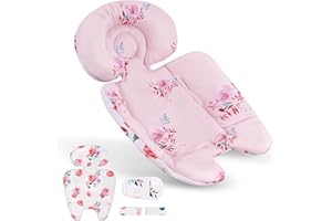 UPPERKIDS Mamaroo Infant Insert Compatible with 4moms Mamaroo & RockaRoo Swing, Mamaroo Newborn Insert with Enlarged Head & Body Support Cushion, Reversible Design, Breathable Soft Fabric with Flowers