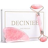 Deciniee Jade Roller and Gua Sha Set - Anti Aging Rose Quartz Face Roller Massager & Guasha Tool for Face, Eye, Neck - Natura