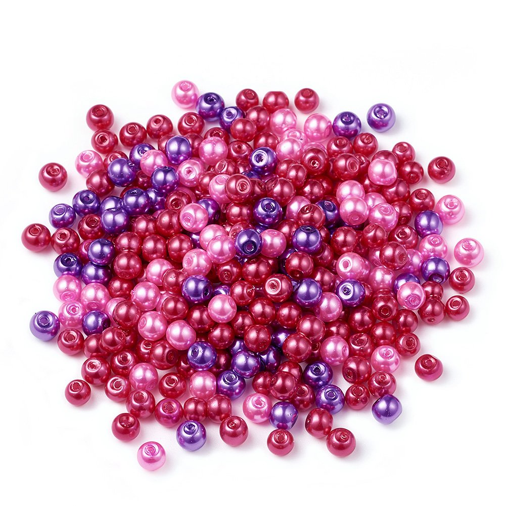 Photo 1 of 100Pcs 8mm Valentine's Mix Glass Pearl Round Beads Dyed Mini Loose Spacer Ball Beads Wedding Decoration Bead for DIY Craft Earring Necklace Jewelry Making