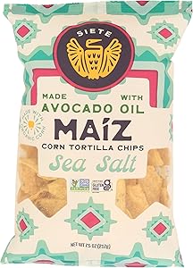 Siete Family Foods, Chips Tortilla Corn Sea Salt Maiz Yellow White, 7.5 Ounce