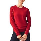 KVSS Women's 100% Pure Cashmere Crewneck Sweater Long Sleeve Pullover Sweater for Women