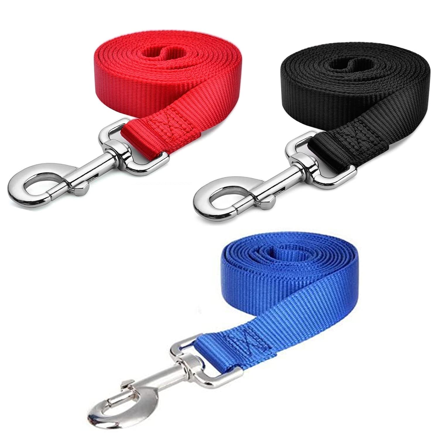 Hypeety Pet Dog Training Leash Strong Durable Nylon Lead, Traction Rope, 5 Feet Long For Puppy Kitty Rabbit Training or Walk 3 Pack Set