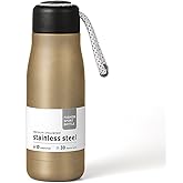 12 oz Insulated Water Bottle, Dusgut Wide Mouth Water Bottle,Stainless Steel,Wide Mouth Portable Lid, Gold