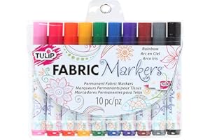 Tulip Permanent Fabric Brush Tip Markers, Rainbow, Set of 10