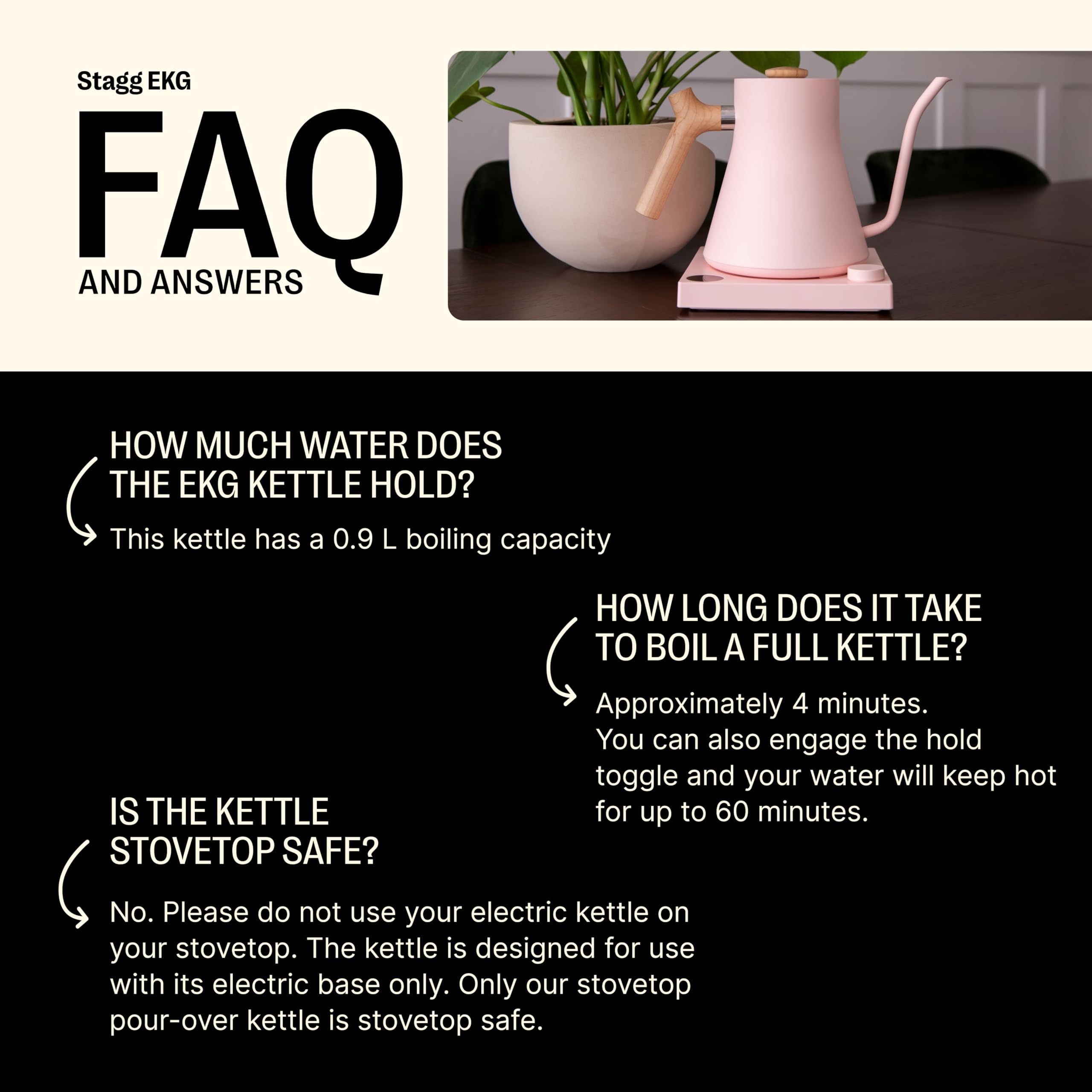 Fellow Stagg EKG Electric Gooseneck Kettle - Pour-Over Coffee and Tea Kettle - Stainless Steel Water Boiler - Quick Heating Electric Kettles for Boiling Water - Warm Pink With Maple Handle