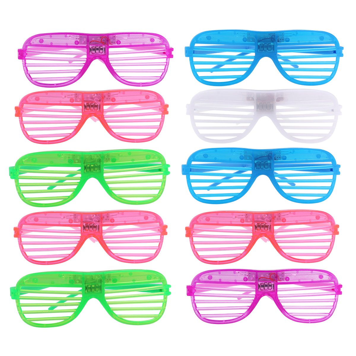 SOIMISS 12 Pairs of Plastic Shutter Shades Grid LED Glasses Eyewear Halloween Club Party Props Novelty Fancy Dress Costume (Random Color)