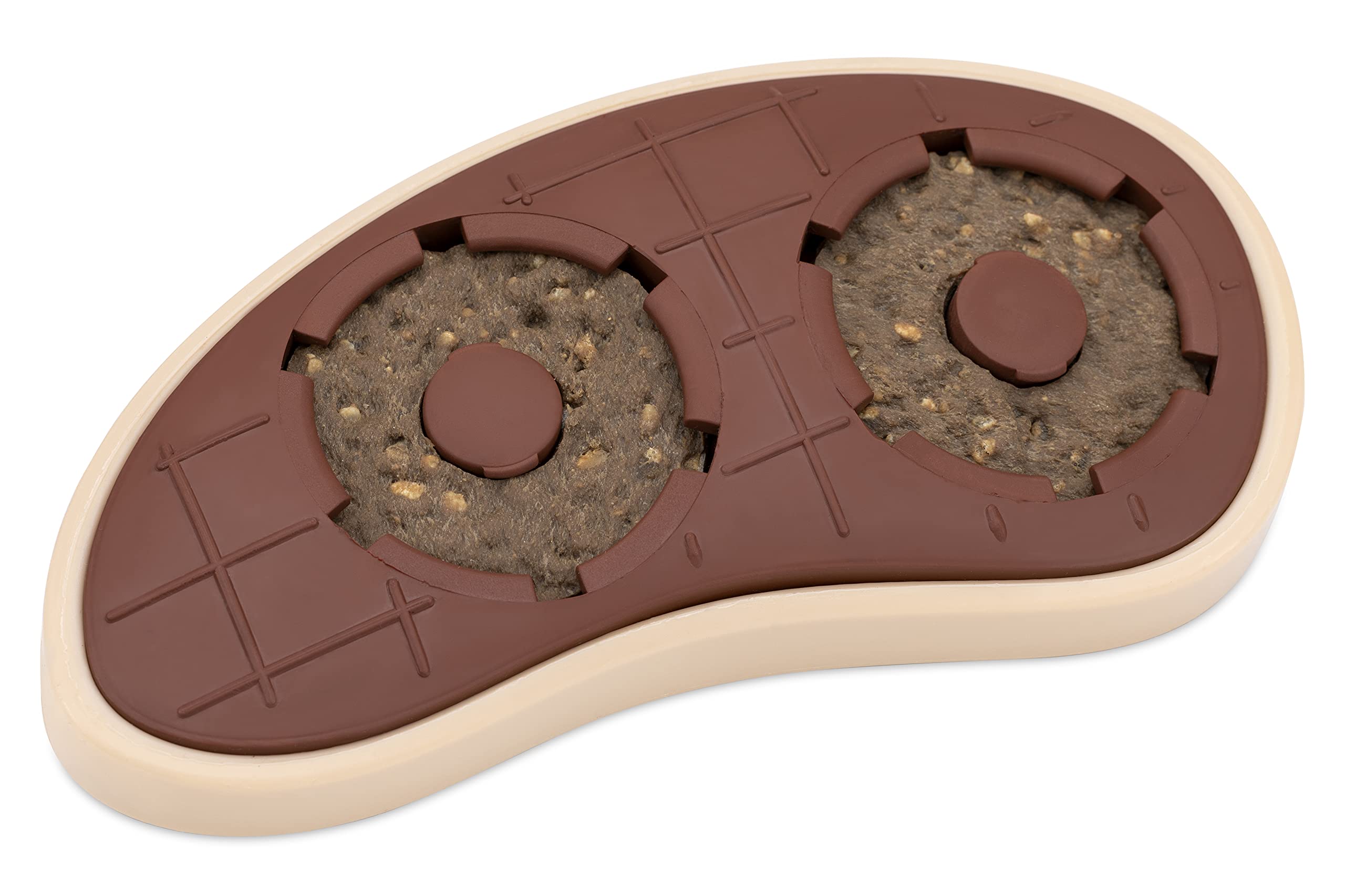 PetSafe Treat Ring Holding Chew Toy, Steak - BPA-free Rubber - Beef Scented - Interactive Pet Puzzle for Boredom or Separation Anxiety - Small to Large Dogs