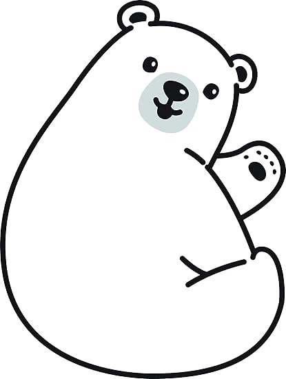 Cute Simple Kids Bear Waving Cartoon Emoji Vinyl Sticker (12" Tall ...