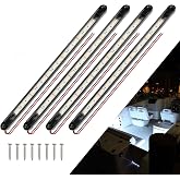 ULITECO LED Boat Interior Strip Lights, White, IP 67 Waterproof 4-Pack | Double-sealed waterproof strips, custom sealed end caps, bright 15-chip LEDs and flexible U-channels for curved mounting
