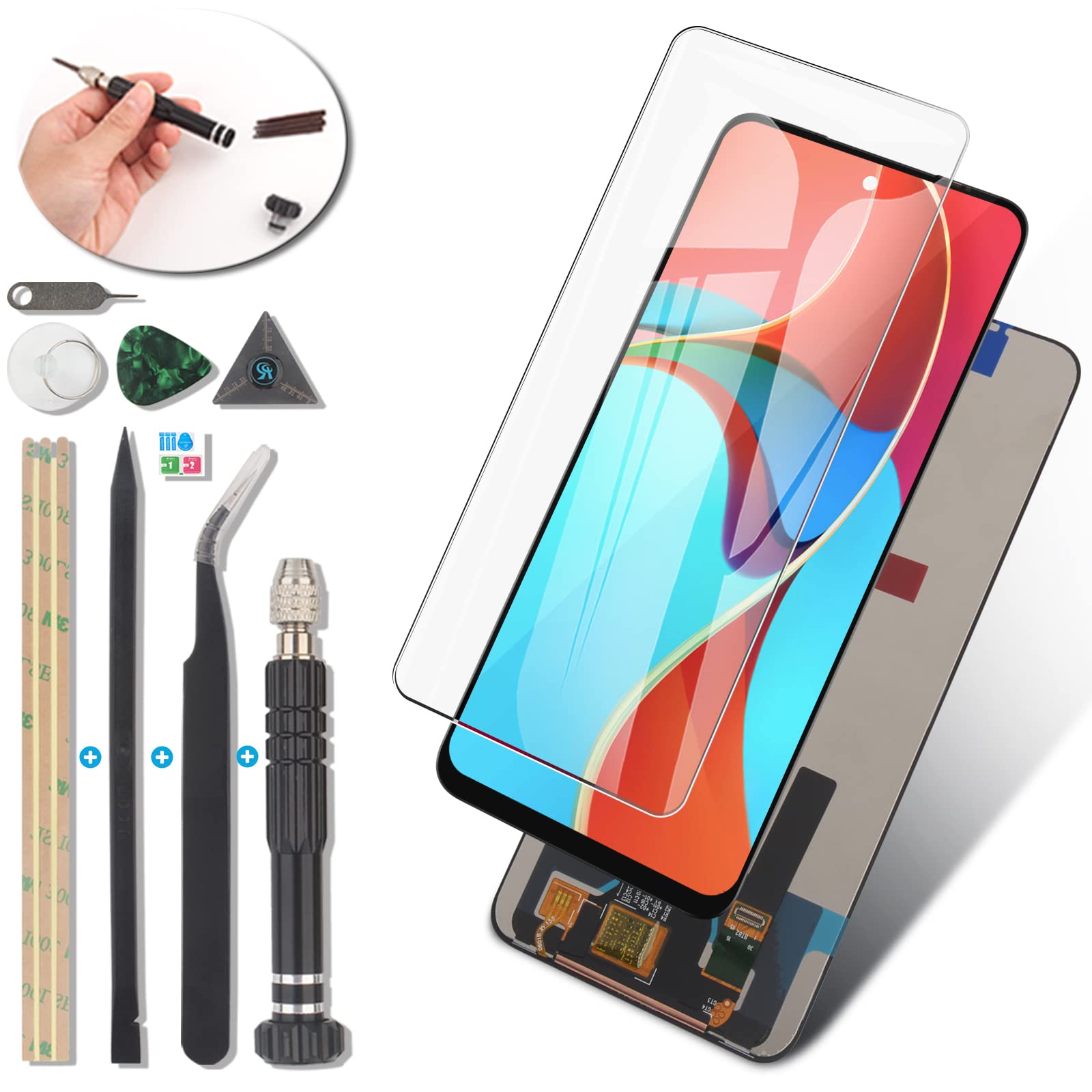 RongZy LCD for Xiaomi Redmi Note 10 5G Screen Replacement LCD Display Touch Screen Digitizer Assembly for M2103K19G M2103K19C Replacement with Kit(Not for 4G Version)