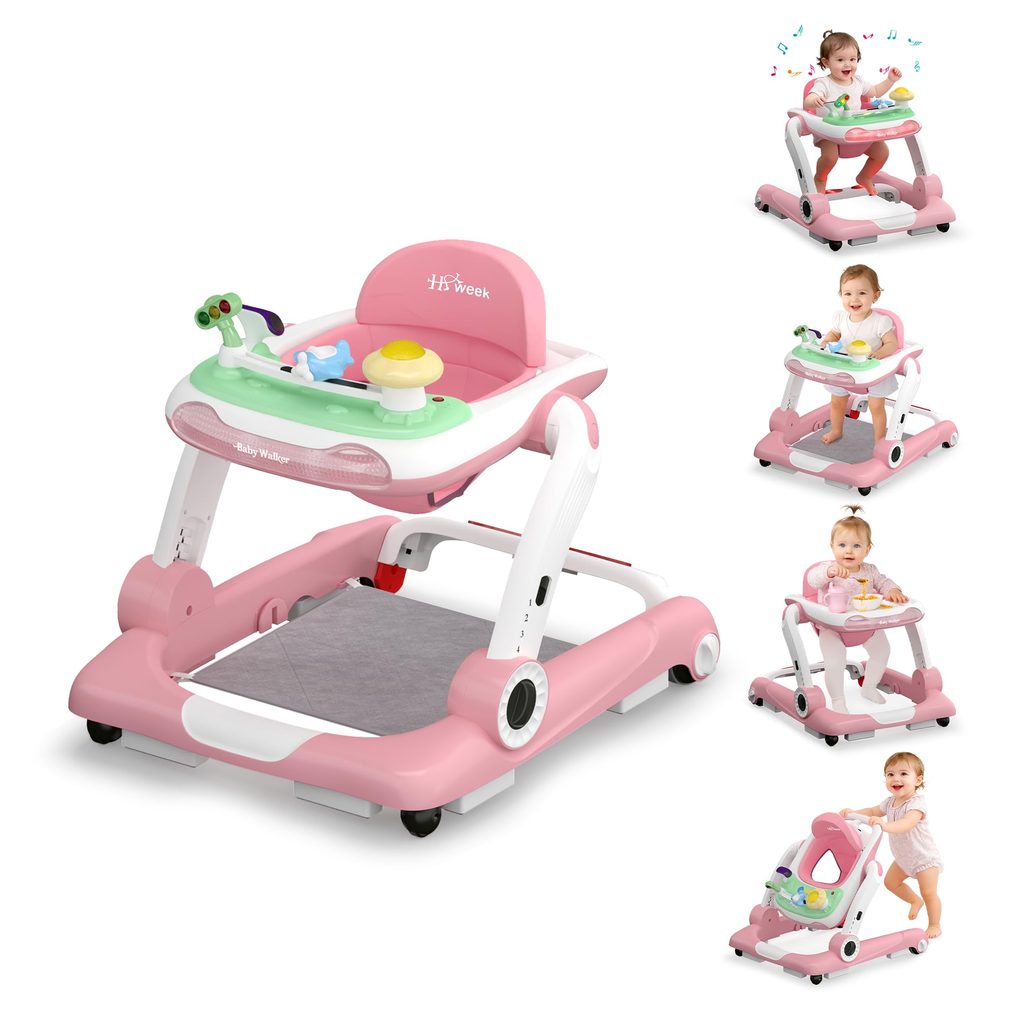 Photo 1 of ***MISSING PIECES*** ***READ CLERK NOTES*** Baby Walker with Wheels, 5 in 1 Walker for Baby Boy Girl 6-12 Months with Bouncer, Music and Lights Baby Jumper Activity Center, Adjustable Height Speed, Push Walker for Ages 6-18 Months Toddler