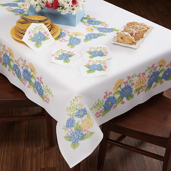 Herrschners® Adeline Floral Table Linens Stamped CrossStitch