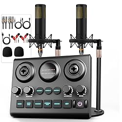Podcast Equipment Bundle for 2, Audio Mixer with