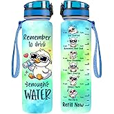 GEPOSTORE 32 Oz Water Track Bottle, Remember To Drink Water Bottle, Water Bottle With Time Marker, Duck Motivational Insulated Water Bottle, Gifts For Family Friend, Birthday Gifts