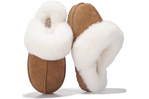 Project Cloud Genuine Leather Slippers for Women Footwear with Genuine Fur Lining Womens Clogs & Mule - Non-Slip Indoor/Outdoor Scuff Womens Slippers with Memory Foam Insole (Henka)