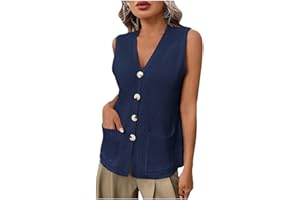 Sweater Vest Women Sleeveless Cardigans Knit Vest Top Trendy Summer Button Up V Neck Loose Sweater Tank Tops