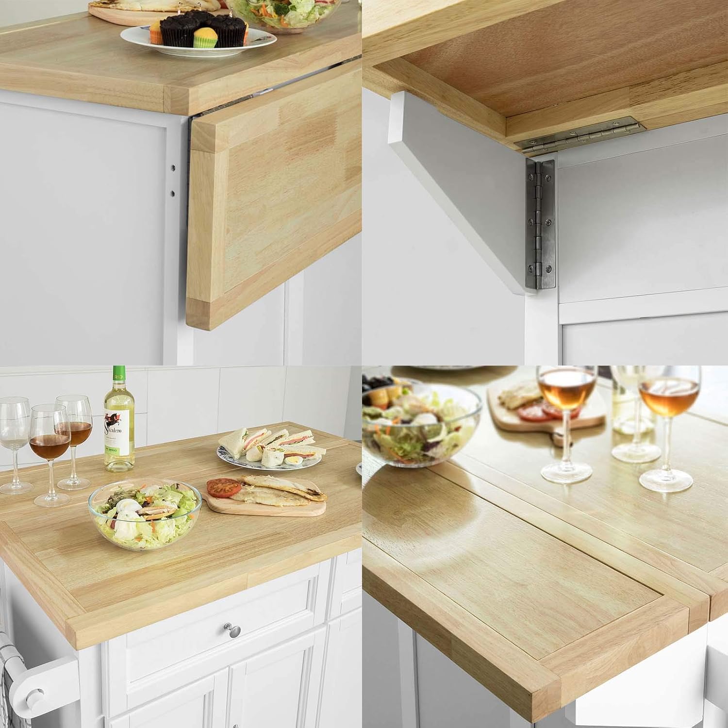 SoBuy FKW71-WN Kücheninsel Küchenwagen mit erweiterbarer Arbeitsplatte