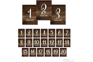 Andaz Press Table Numbers 1 - 20 on Perforated Paper, Rustic Wood Print, 4.25 x 5.5-inch Cardstock Sign, Single- Sided, 1-Set