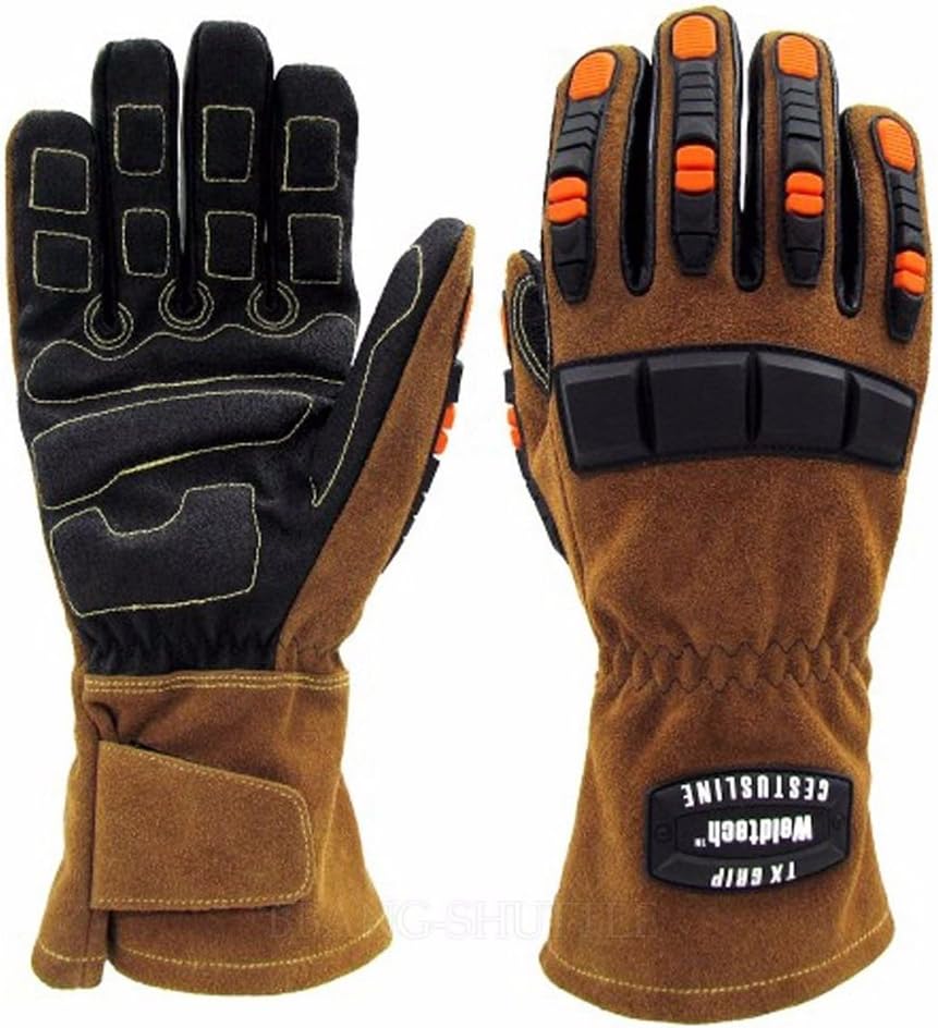 Animal Handling TX Grip Leather Gloves Protect From Dog Cat Bird Reptile Bites Scratch (Medium)