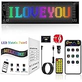 Digital Flexible LED Signs for Cars, SUVs, Trucks &Party Wedding Festival, Bluetooth App Control DIY Programmable Scrolling Light Signs Matrix Panel, USB 5V2A, 13.7''x4.01''