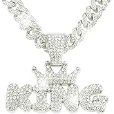 LCWLJL KING Necklace for Men Stainless Steel Religious Retro Nail Cross Pendant Necklace