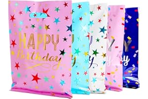 Iefoah 50PCS Birthday Party Favor Bags for Kids - Plastic Goodie Bags for Boys Girls, Durable Return Gift Loot Bags