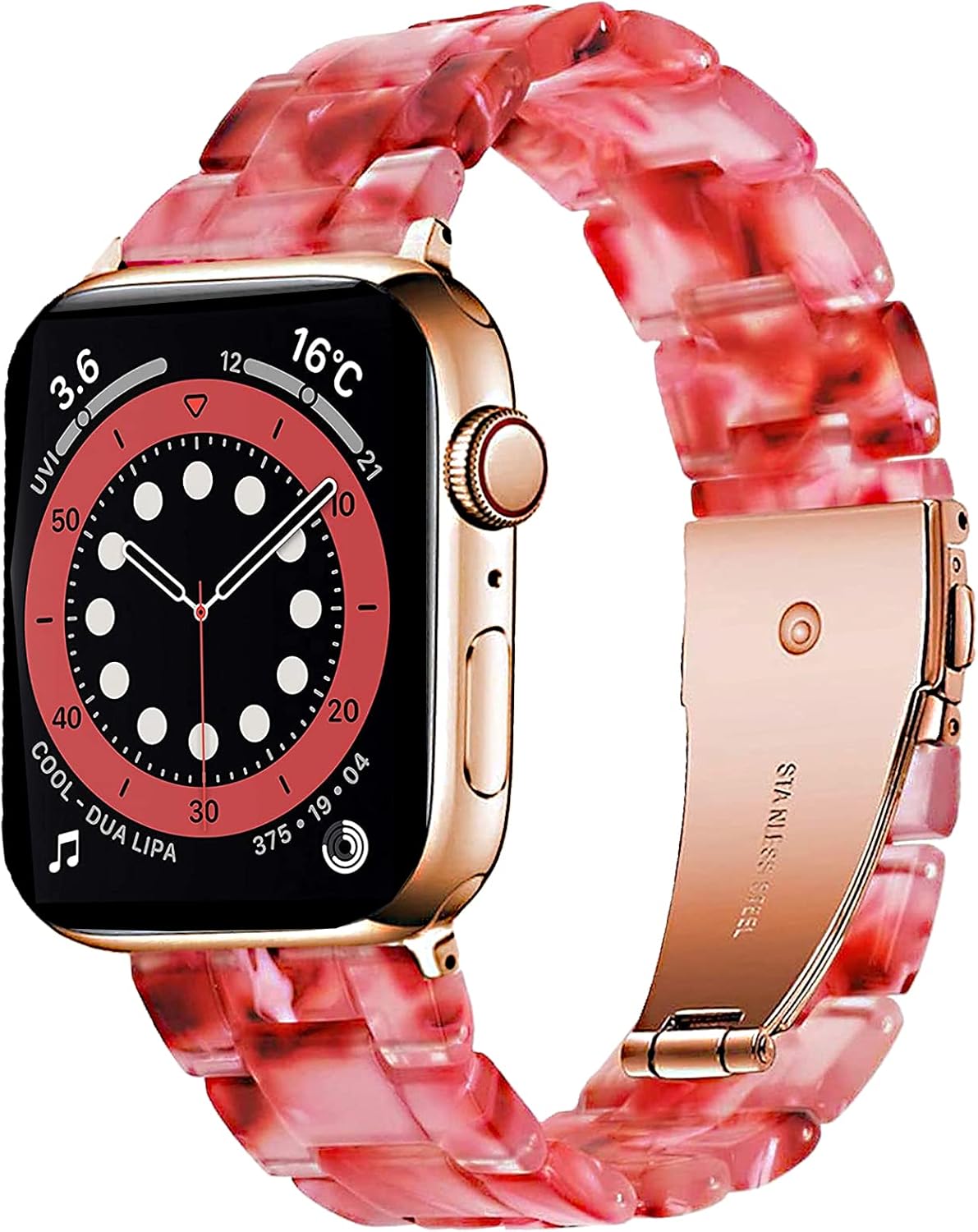 Miimall Compatible Apple Watch 38mm 40mm Resin Band Women Men Bracelet Stainless Steel Buckle Band Strap for Apple Watch SE Series 6 Series 5 Series 4 Series 3 Series 2 38mm 40mm(Peach Red)