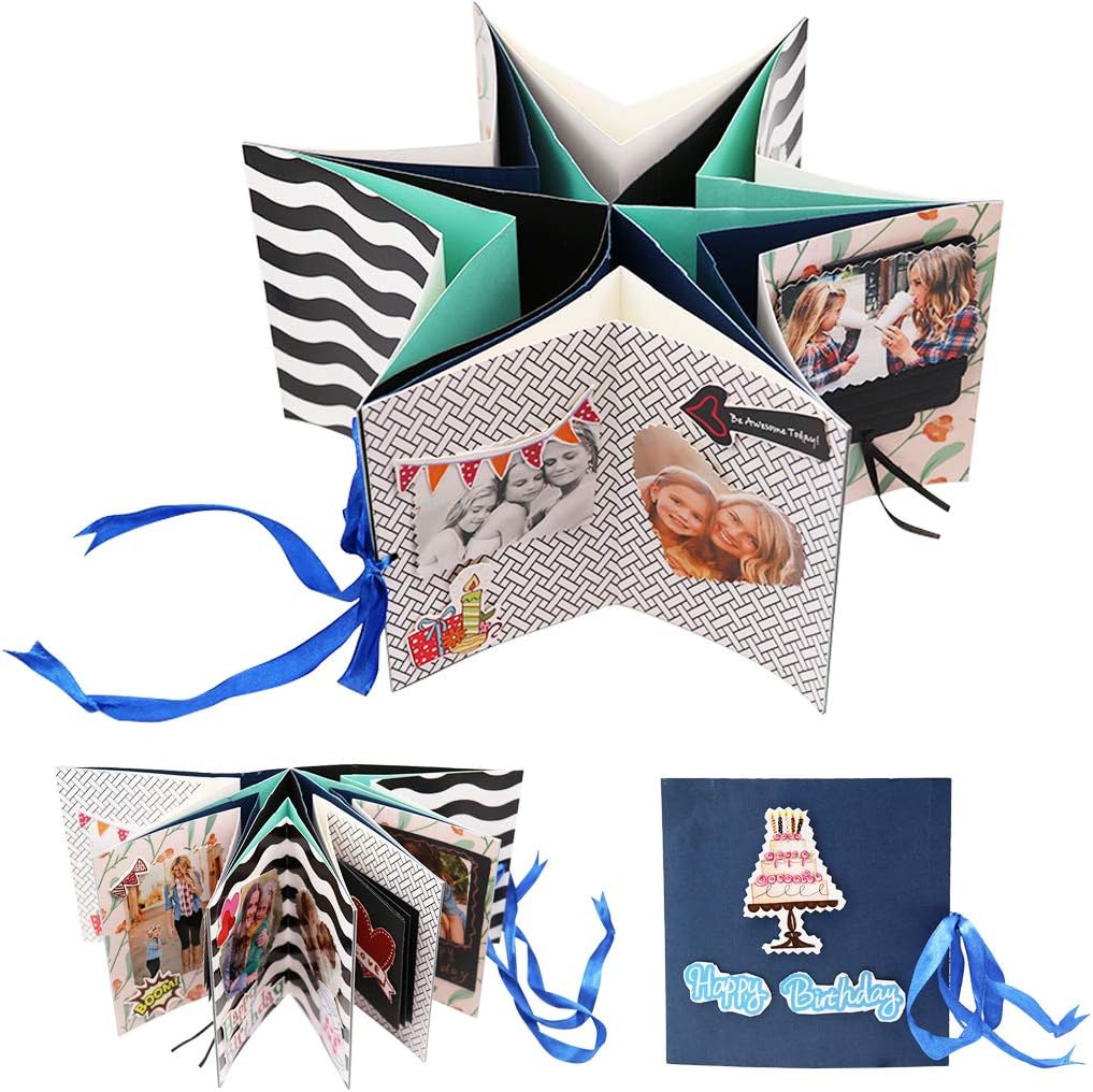 Kicpot Creative Explosion Album, Handmade Scrapbooks Photo Albums Birthday for Boyfriend Anniversary, Wedding, Travelling, Baby Shower