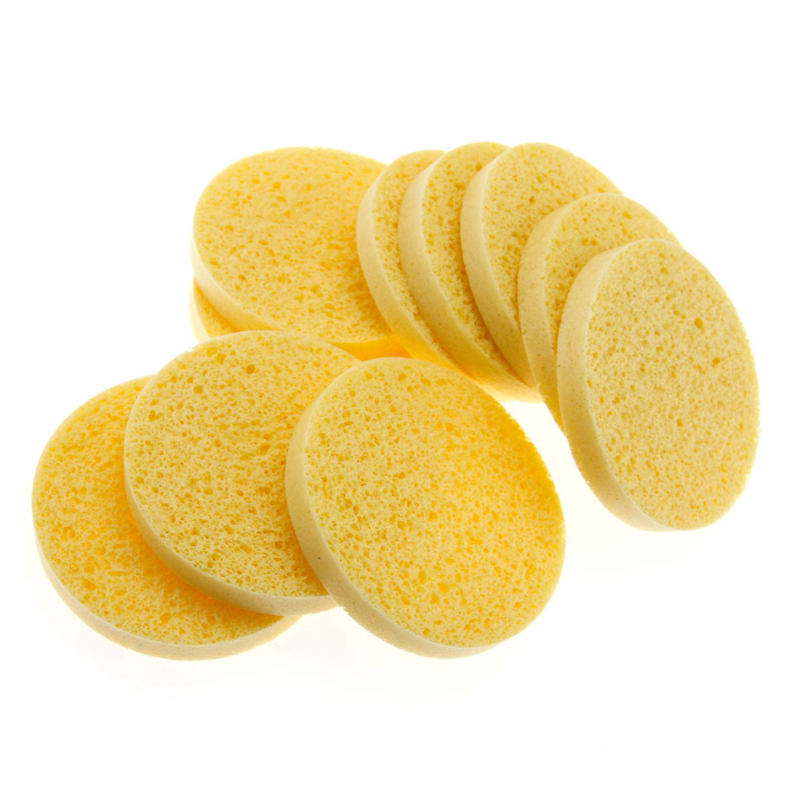 OTOTEC Pack of 10 Facial Cleansing Sponge Cellulose Natural Wash Face Sponge for Deep Cleansing and Exfoliation, 80 * 10mm