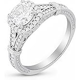 Belantina 925 Silver Moissanite Ring with Full Diamond Luxury Design, Classic Women's Engagement/Proposal Ring, Exquisite Sparkling Wedding Ring