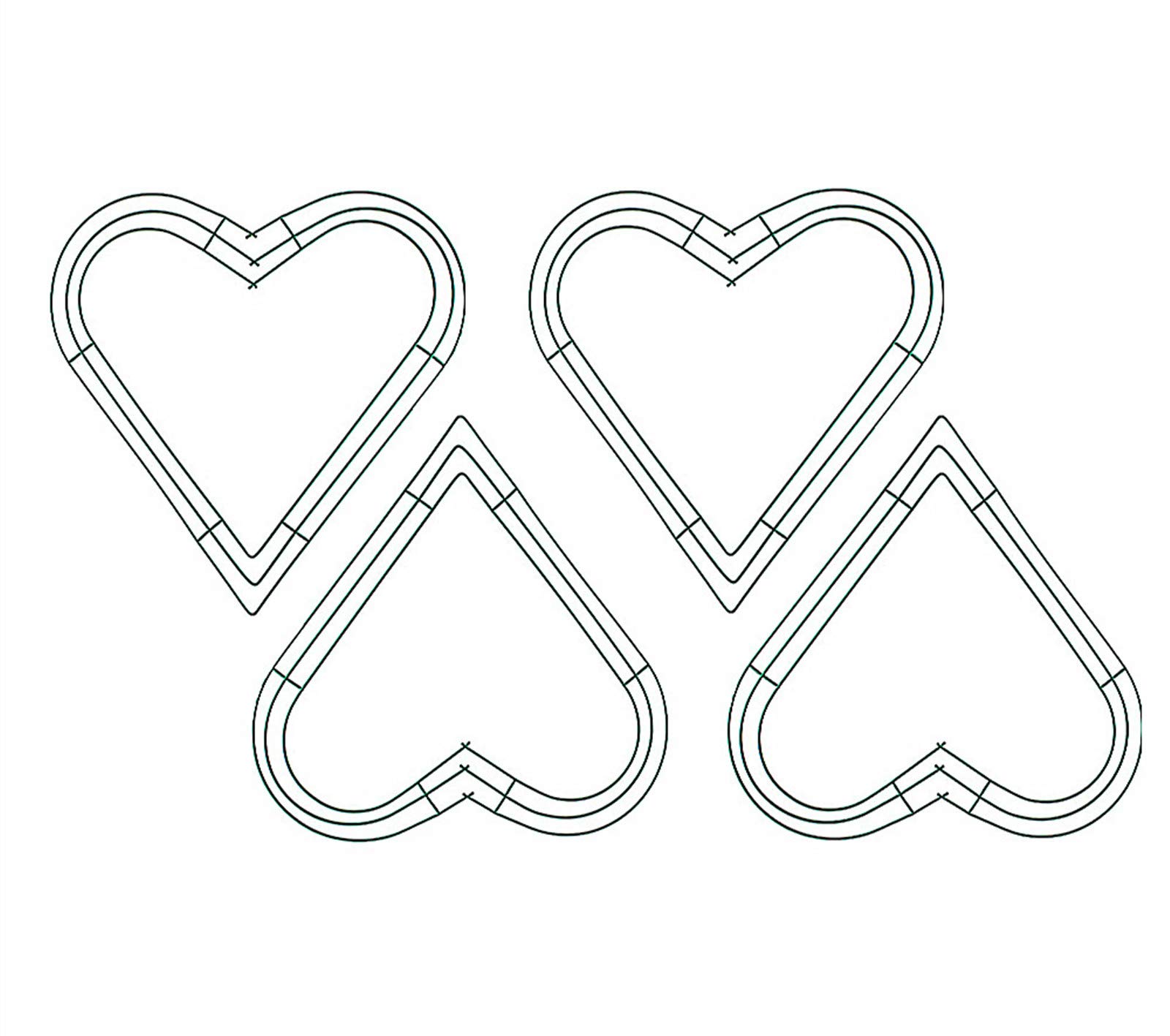 Cheeroyal 4 Pieces 12 Inch Heart Wire Wreath Frame Metal Flower Wreath Frames for Christmas New Year Valentines Party Decoration, Dark Green